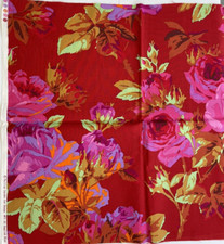 RARE Kaffe Fassett Studios Philip Jacobs English Rose Fabric PJ32 Red Half Yard