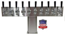 Stainless Steel Draft Beer Tower Made in USA -10 Faucets- AIR COOLED TTB-10SS-OP