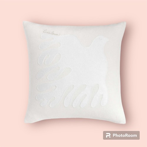 Soaring Dove 23"x23" Embroidered Linen Throw Pillow Cover by Lucia Eames - Picture 2 of 23