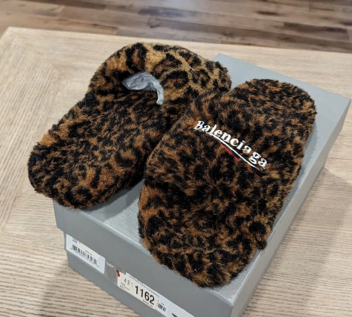 Louis Vuitton Leopard Skin Men's Slide Leather Slippers