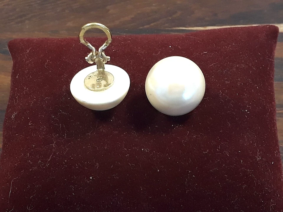 Alte Manschettenknöpfe, Perlen, vergoldet, 1960er, Herrenschmuck, stilvoll,Retro - Bild 4 von 4