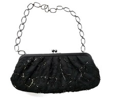 Franchi Vintage Black Beaded Dressy Evening Bag Purse