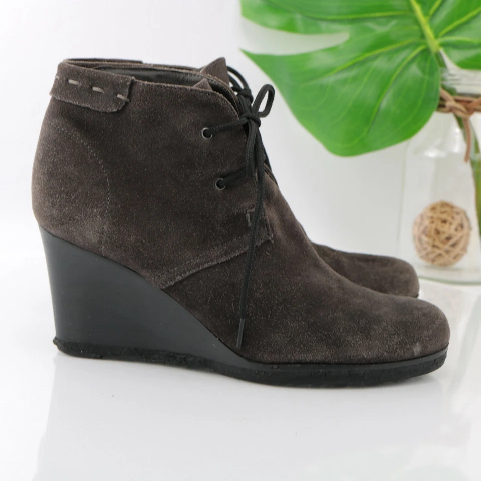 Via Spiga Women's Mirren Boot Size 9 Wedge Heel Lace-Up Gray Suede Comfy Boho - Image 4 of 4