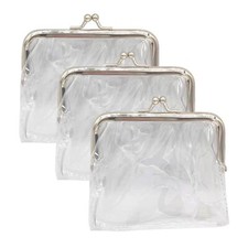 3 Pack Clear Coin Purse Transparent Change Purse Kiss Lock Coin Wallet