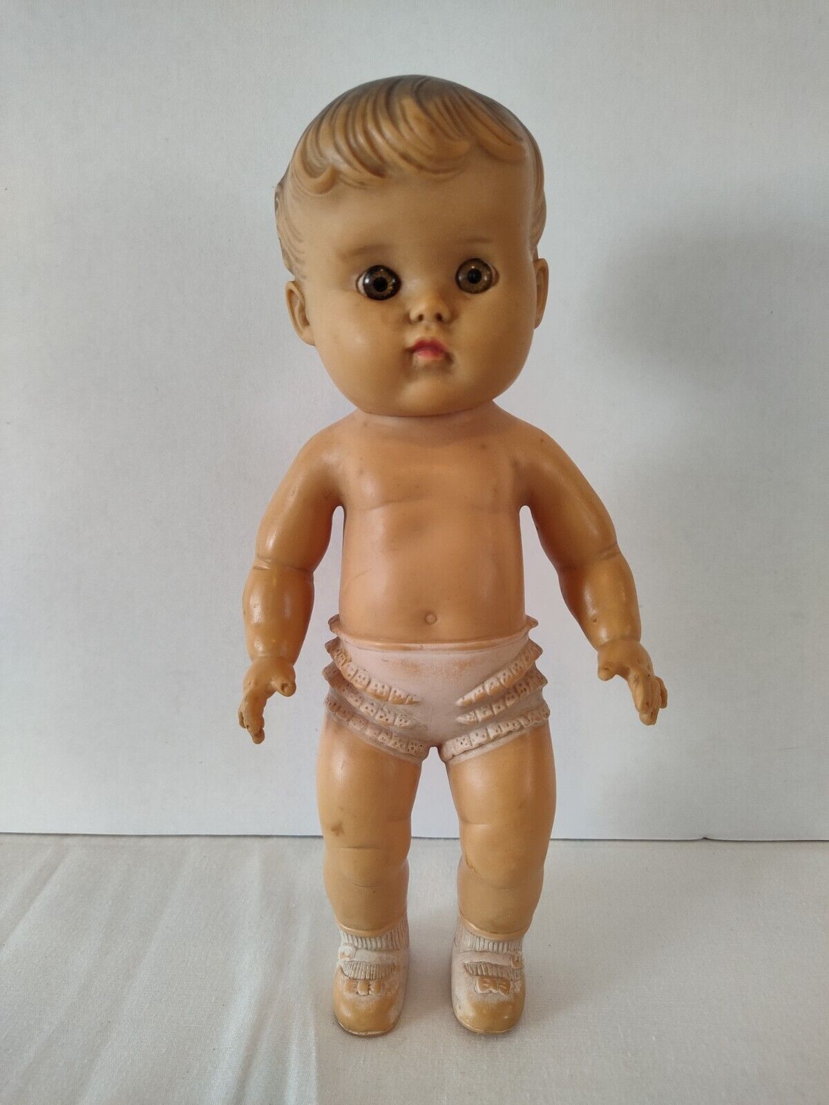 Vintage 1956 10” Rubber Doll With Squeaker - The Sun Rubber Co.