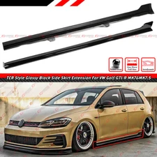 For 12-20 VW Golf GTI R MK7 MK7.5 4DR TCR Style Gloss Black Side Skirt Extension