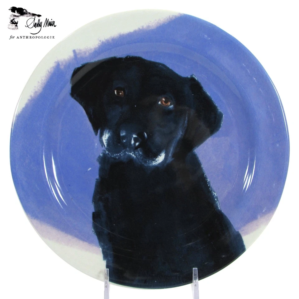 Sally Muir Anthropologie DOG-A-DAY - BLACK LAB 8" Salat Dessert Teller lila