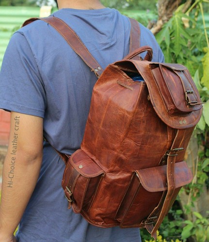 Bag Genuine Leather Rucksack New Large Vintage Travel Best BackPack And Women's - Picture 4 of 9