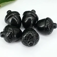 20pcs Natural Obsidian Quartz Hand Carved Pine Nuts Crystal Reiki Healing Random