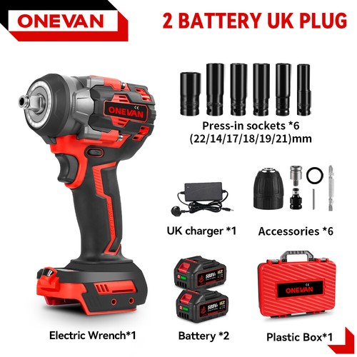 1200Nm 1/2" Cordless Electric Impact Wrench Drill Gun Ratchet Driver + 2 Battery - Picture 14 of 14