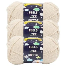 (3 Pack) Lion Brand Yarn 215-124AI Feels Like Butta Yarn, Neutral