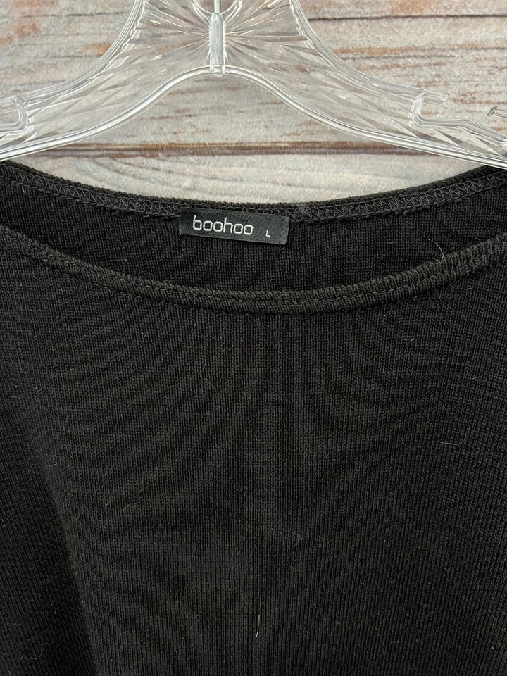 Suéter Pullover Boohoo Negro Tejido L/S Para Mujer Talla Grande Foto 2 de 4