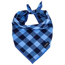 Boy Dog Bandana XLarge-Blue Black Dog Scarf X-Large blue black buffalo plaid