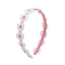 Pink Daisy Headband Women Embroidery Flower Hair Bands Floral Accessories