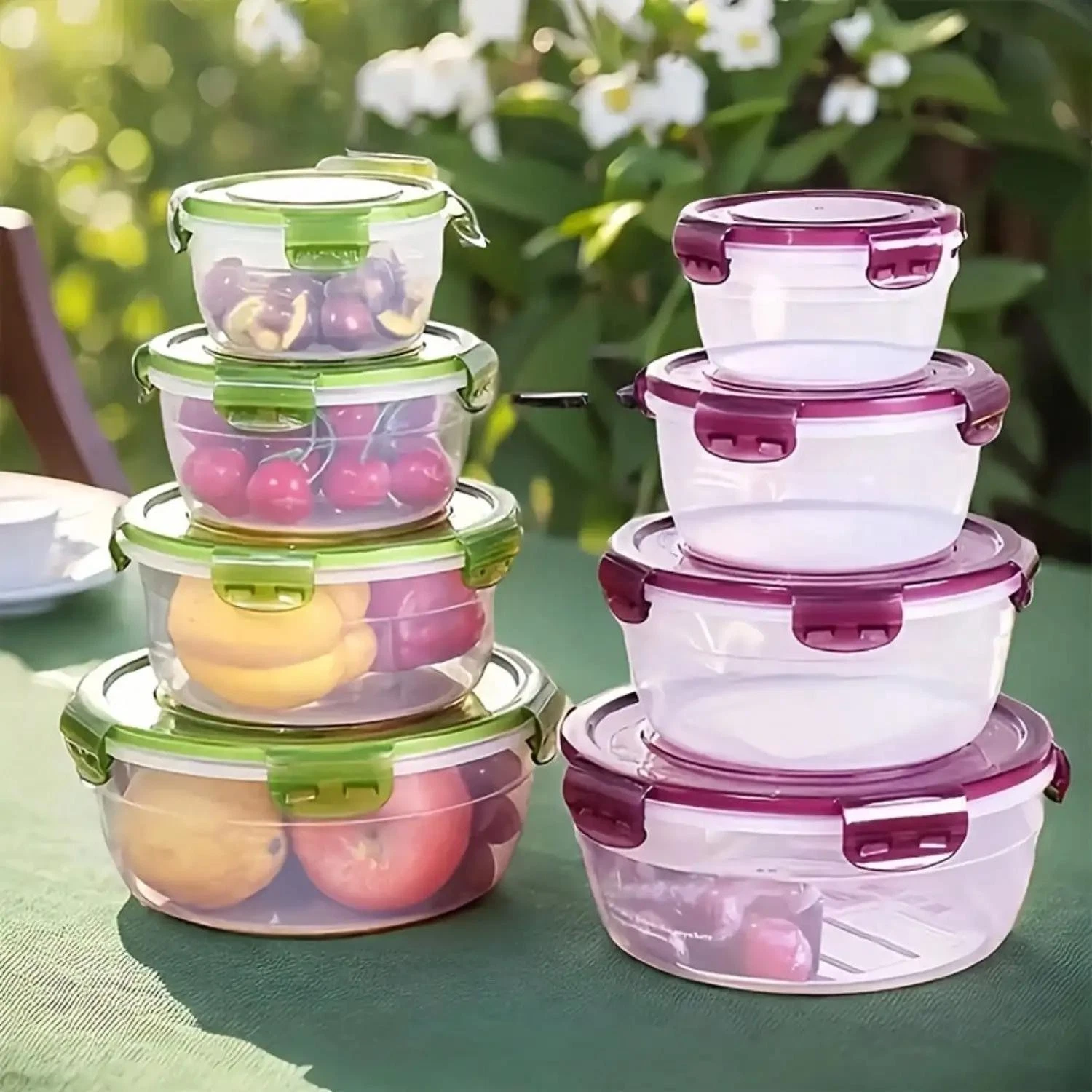 4PCS Kitchen Food Storage Containers with Lids Microwave Safe Bento Box Set