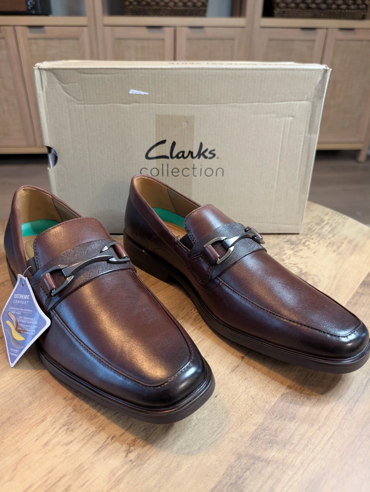 Clarks Uomo Clarkslite Bit Pelle di Mogano 26176935 Taglia 10 NUOVO