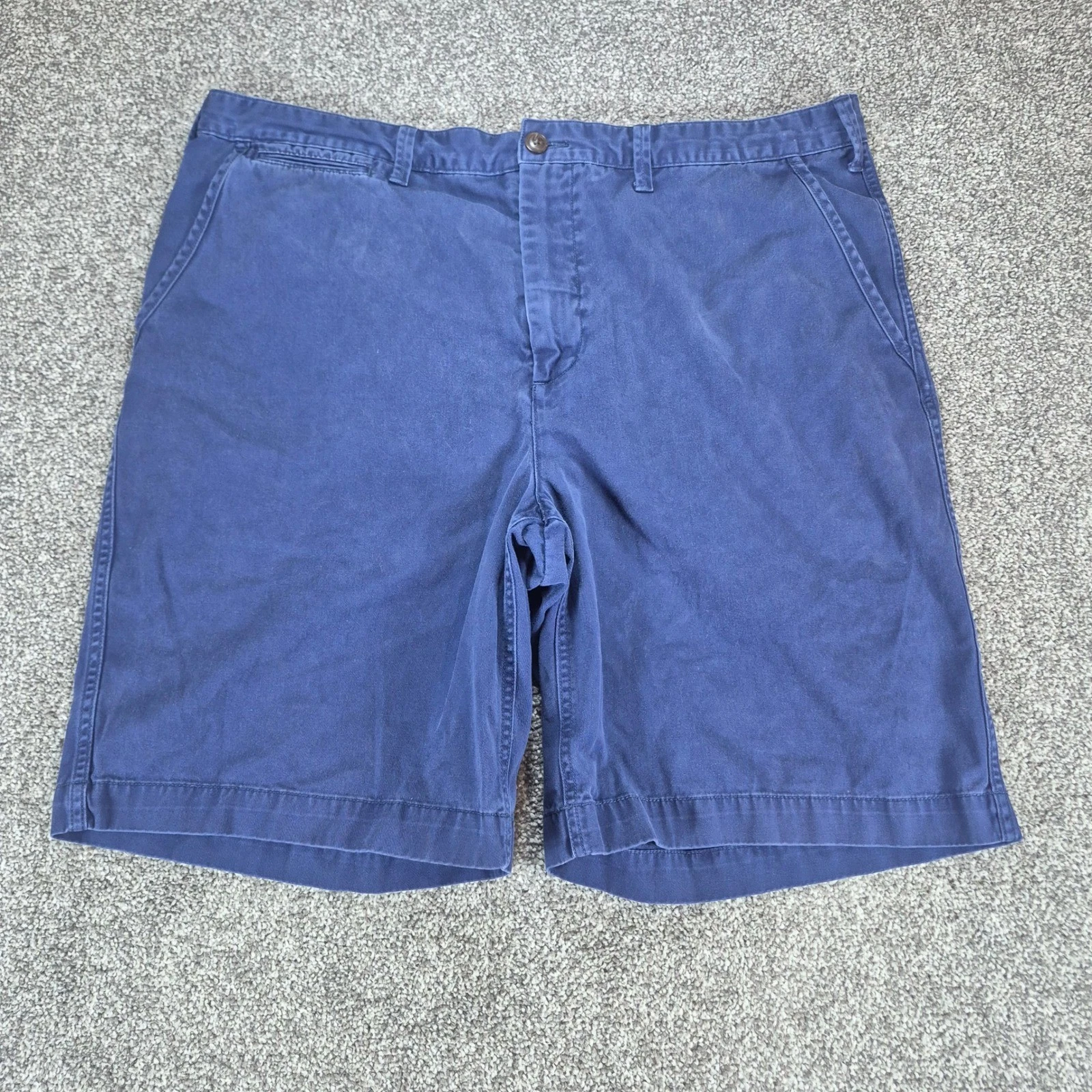 Polo Ralph Lauren Chino Shorts Mens 38 Navy Blue Classic Fit Stretch Flat Front