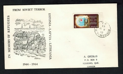 Canada #481, 1968 5¢ Hydrology on Baltic States Refugees cachet FDC