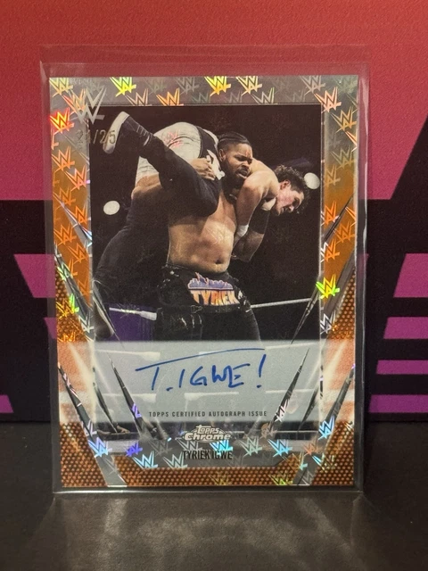 2022 Topps Chrome WWE Tyriek Igwe Auto Orange Logofractor #d /25