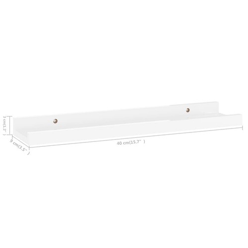Wall Shelf Set of 2 High gloss white MDF 15.7x3.5x1.2 in - Picture 9 of 9