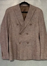 Reiss Checkered Linen Blazer Size 38 Nova Fides Italy Fabric