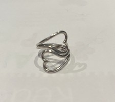 L K Vntg Beautiful 925 Sterling Silver Open Hearts Double 2 Heart Ring size 7