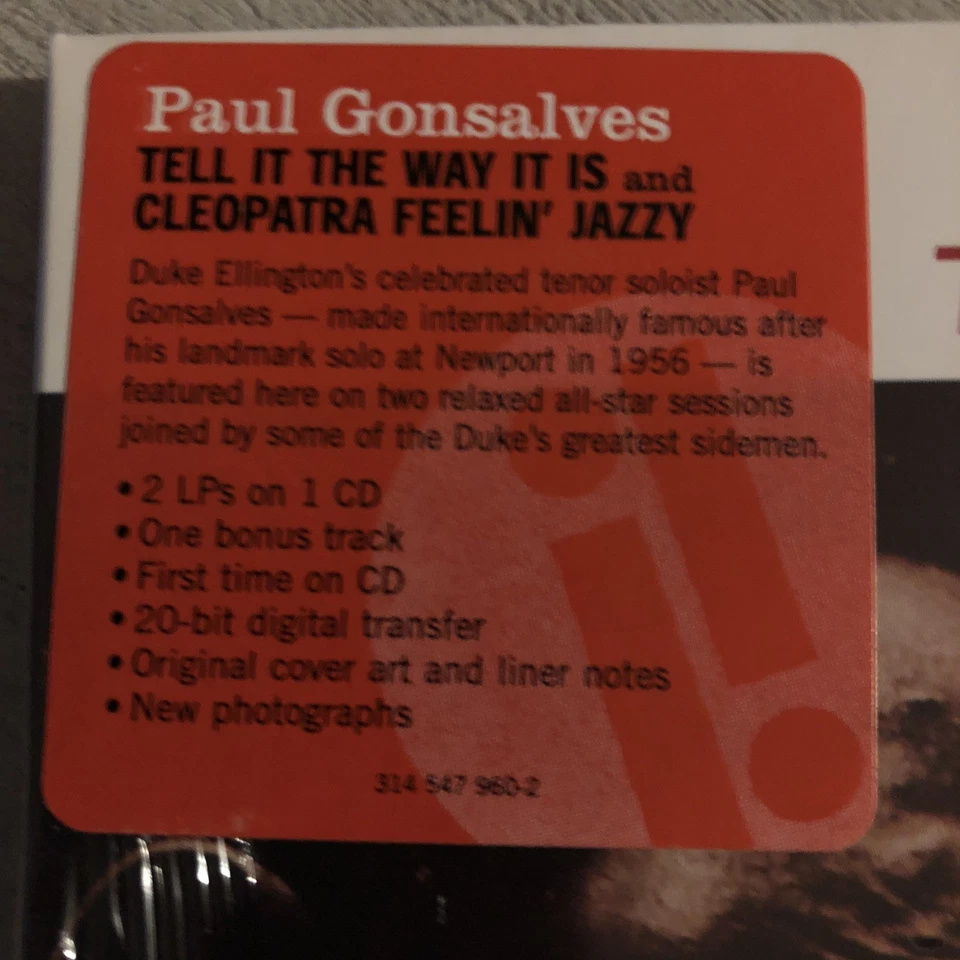 Paul Gonsalves Tell It The Way It Is! CD SEALED 1999 Impulse! Remastered - Image 3 of 4