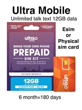 6 month Ultra Mobile Prepaid Plan: Unlimited Talk, Text & 12 GB 5G • 4G LTE Data