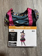 Way To Celebrate Polka Dot Witch Costume Dress Toddlers Size 3T-4T Halloween