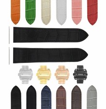 20-23-24.5MM LEATHER WATCH BAND STRAP FOR CARTIER SANTOS 100, XL, CHRONO  CLASP