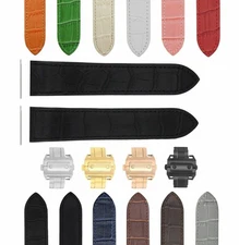 20-23-24.5MM LEATHER WATCH BAND STRAP FOR CARTIER SANTOS 100, XL, CHRONO + CLASP
