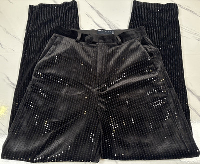 Asos Design Men's Velvet Sequin Pants Black Size W30  - L32 