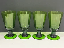 4 PERFECT WATERFORD DARJEELING GREEN APPLE ICE TEA GOBLETS    6 7/8" X 3 3/4"