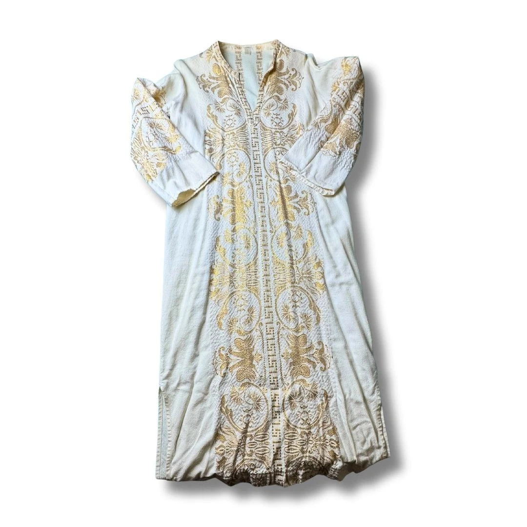 gold caftan dress Moroccan Caftan in Gold Bronze Metallic Brocade, Maxi Gown Dress Kafta