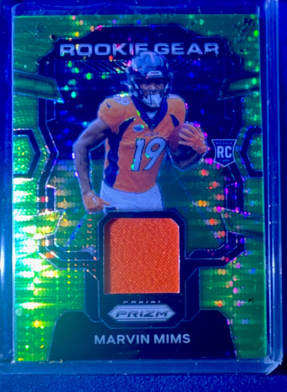 Marvin Mims Panini Prizm Rookie Gear #RGMMS Neon Green Pulsar