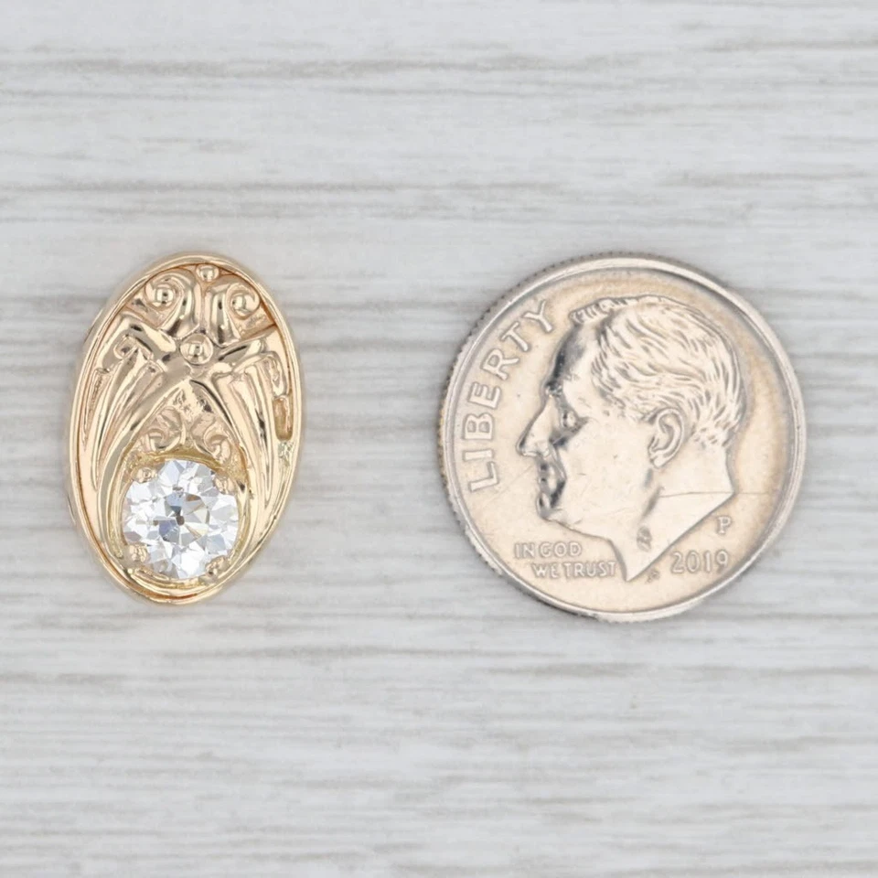 Dije de pulsera solitario de diamantes de 0,62 quilates de oro amarillo de 14 k vintage Foto 4 de 4