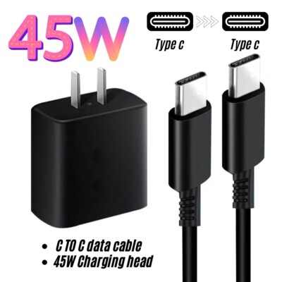 Universal 45W USB-C Super Fast Wall Charger And Cable For Samsung Galaxy S23 S24