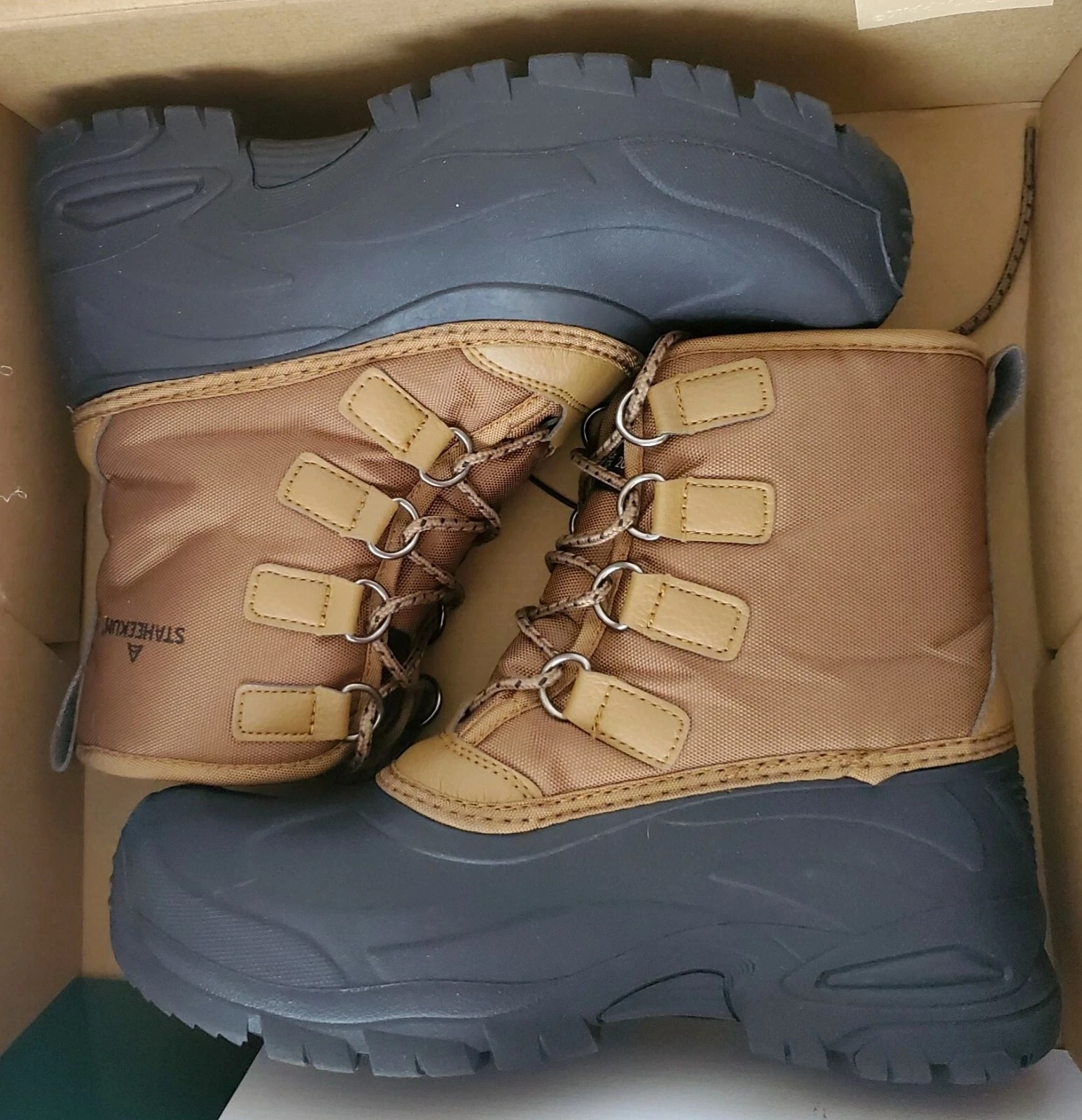 Staheekum Men's 9 Winter Snow Boots Waterproof Insulated Outdoor Faux Fur Brown