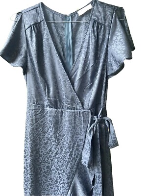 Altar'd State Maxi Dress Women Medium Springvale Satin Floral Wrap Blue  Fancy