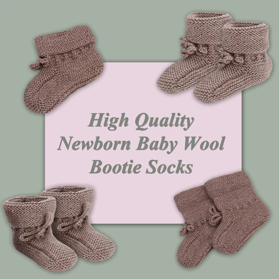 Calcetines botín de lana de bebé tejidos a mano para recién nacidos y bebés de 0 a 12 meses Foto 4 de 4