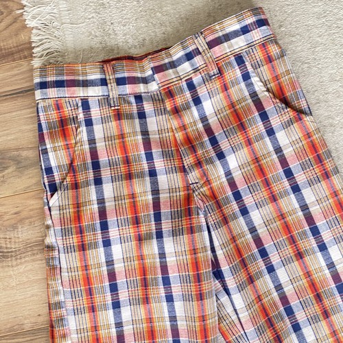 Vintage 60s 70s Plaid Bell Bottom Flare Pants Youth READ BOHO HIPPIE 27.5" Waist - Picture 3 of 5