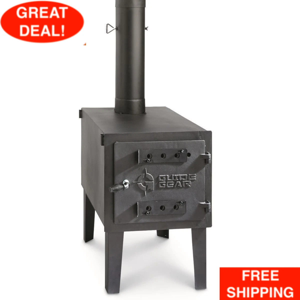 Outdoor Wood Burning Stove Heat Large Log Shop Barn Garage Steel Damper  Cook New | eBay