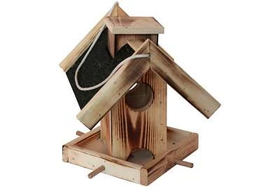 Vogelhaus Fütterhaus mit schwarzen Dach Futterstelle Vogel Futter Futterstation