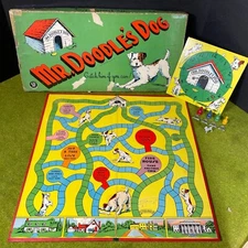 RARE SELCHOW & RIGHTER  MR. DOODLE'S DOG BOARD GAME #59 W/BOX - 1935