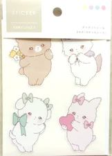 KYOWA Cute Animals Die Cut Sticker Sheet Made in Japan Bear Cat Dog Rabbit