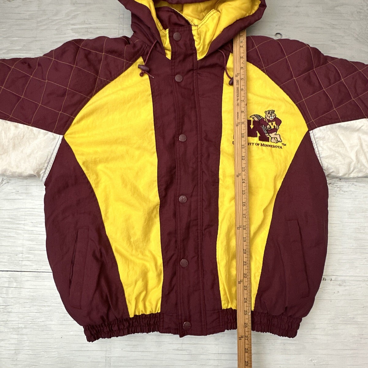 初期 90s FINAL 1 Archive nyloncoat Vintage 90s University Of Minnesota Gophers Starter Full Zip