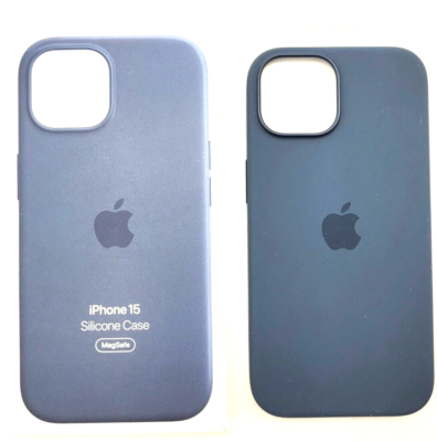 Genuine Apple iPhone 15 Silicone Case MagSafe Storm Blue MT0N3ZM/A