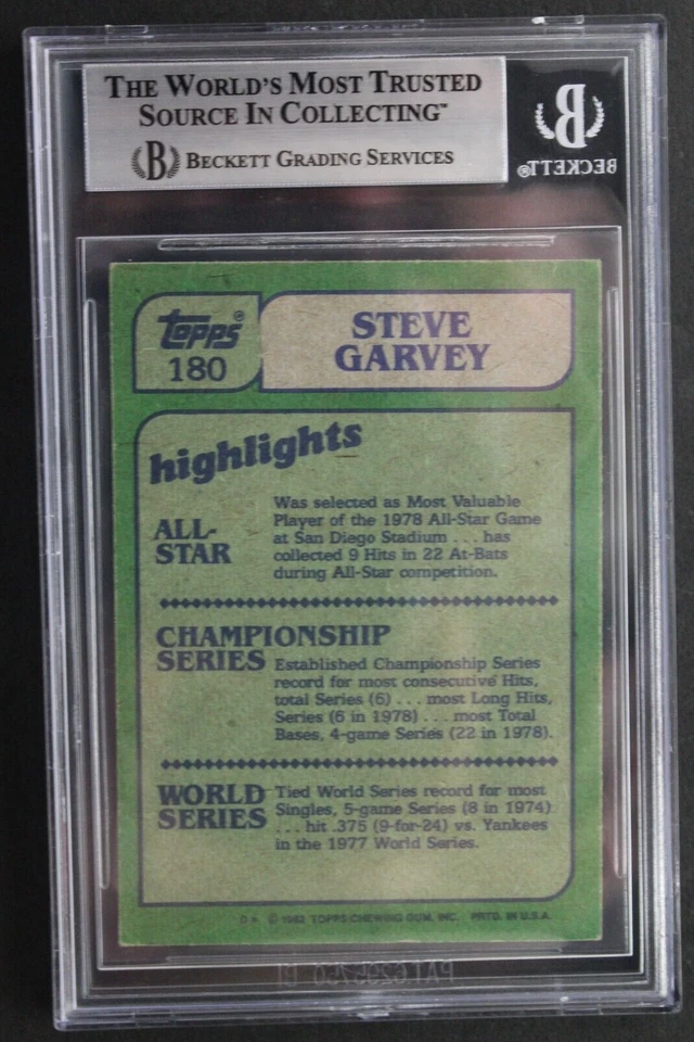 Steve Garvey LA Dodgers Autographed 1982 Topps #180 Signed IN ACTION Card BAS - Image 2 of 4