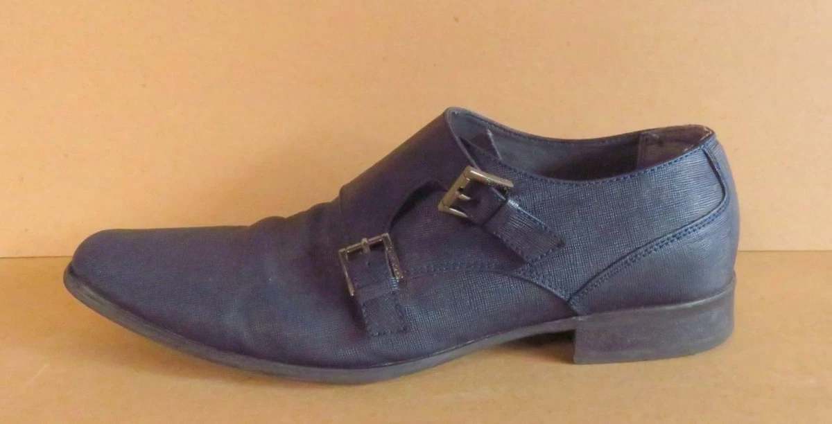 Calvin Klein Butler Monk Strap Blue Weave Men s Dress Shoes Size 10