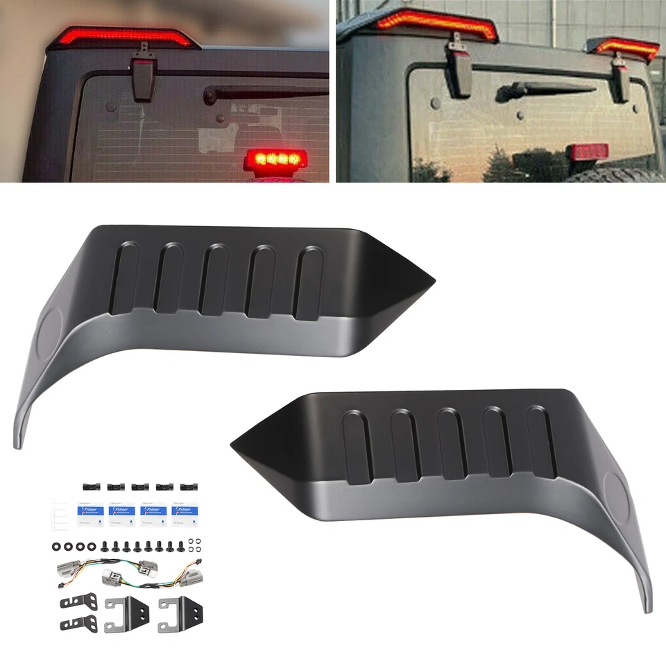 For Jeep Wrangler JK JL 2007-2021 Rear Roof Spoiler Wing W/ Tail LED Light Lamp - Image 3 of 4